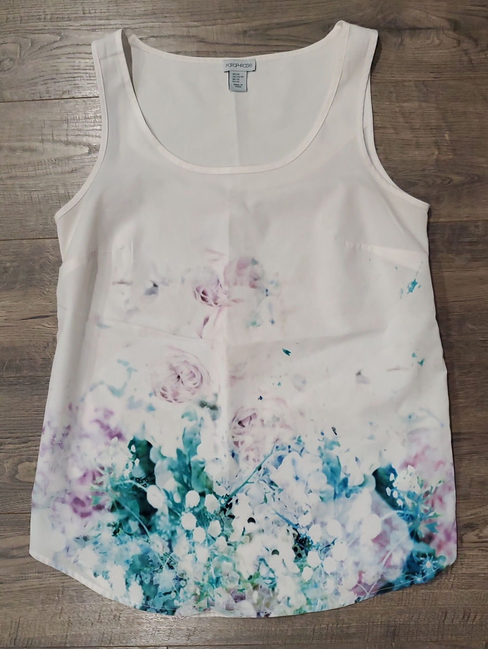 White Floral Watercolor Tank Top by Sonoma
